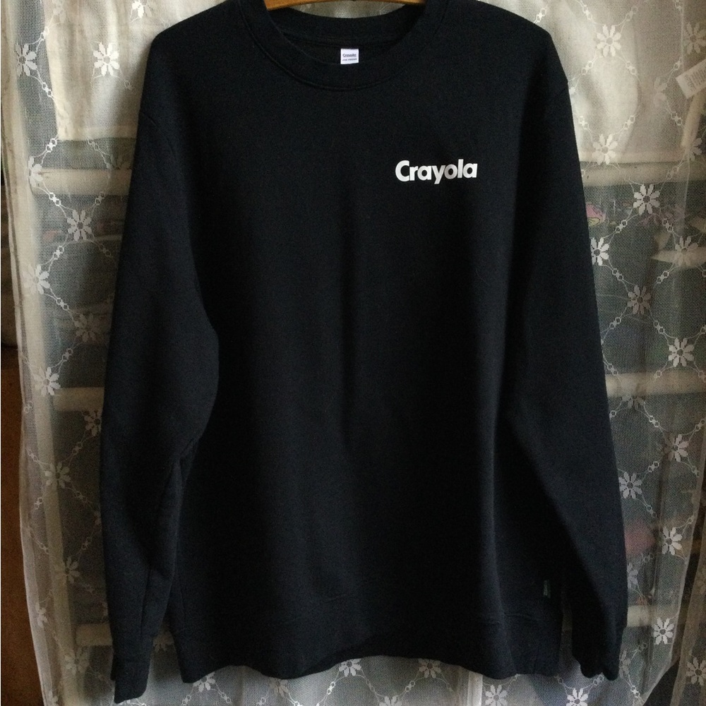 Crayola Women’s Black Crewneck Sweater Two-sided Graphics - New